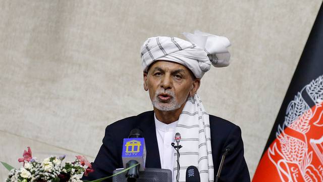 FILE PHOTO: Afghan President Ashraf Ghani speaks at the parliament in Kabul