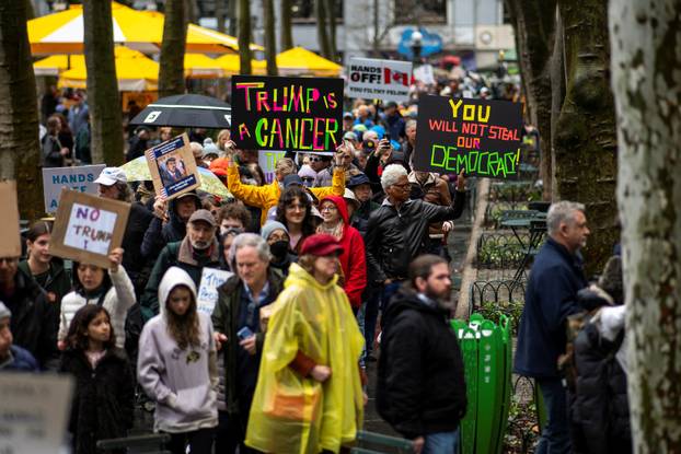 Anti-Trump "Hands Off" protest, in New York City