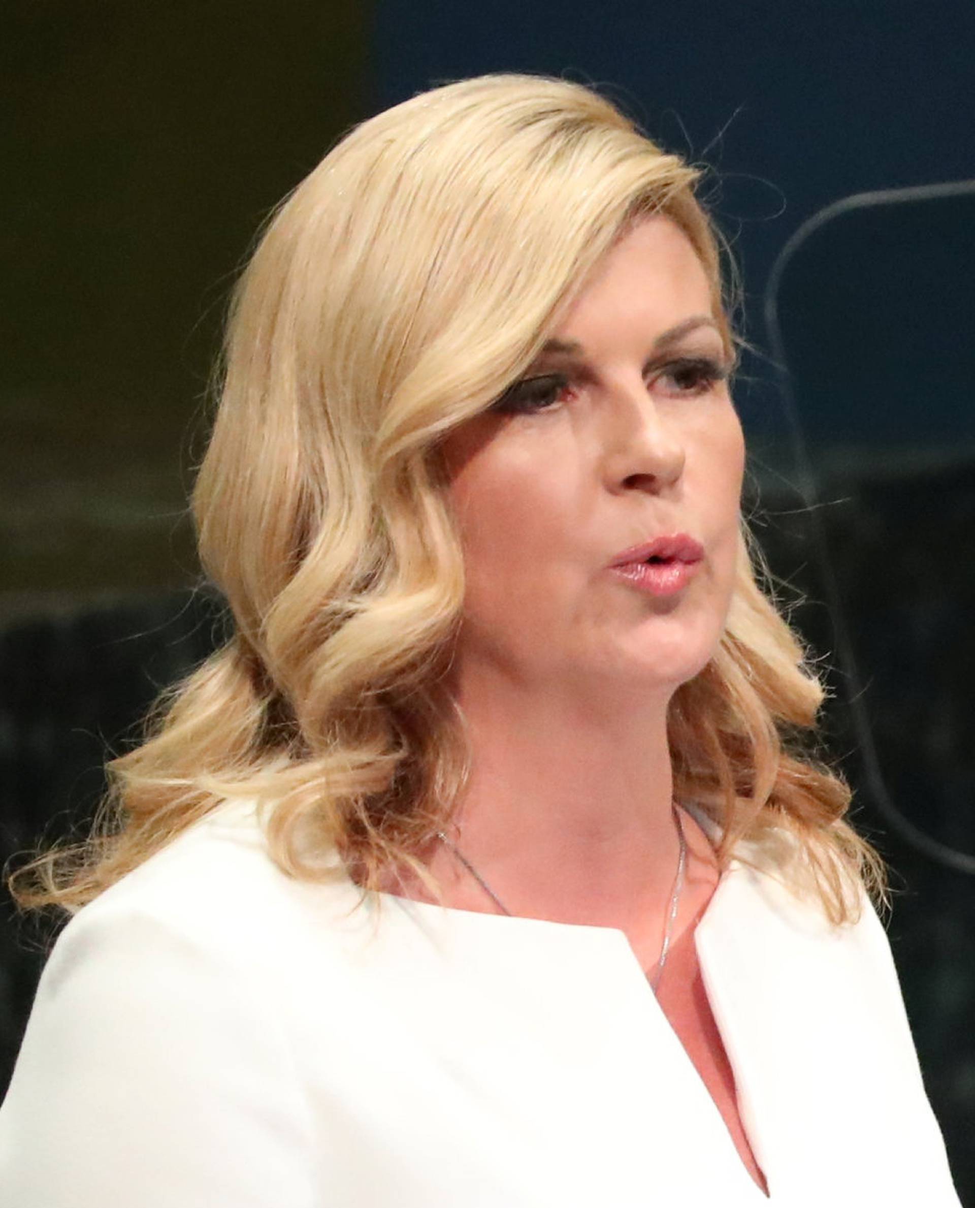 President of Croatia Kolinda Grabar-Kitarovic speaks at the Nelson Mandela Peace Summit during the 73rd United Nations General Assembly in New York