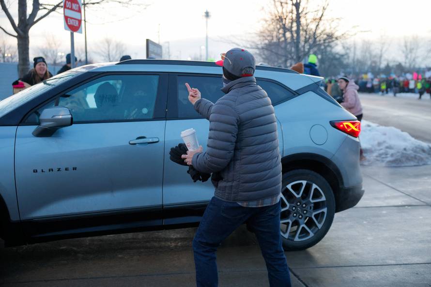 People protest against the fatal shooting of Renee Nicole Good by an ICE agent, in Minneapolis
