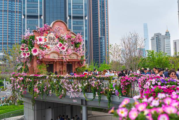 SHANGHAI, CHINA - APRIL 19: People visit a flower fair during the 2026 Shanghai International Flower Show at a park on A