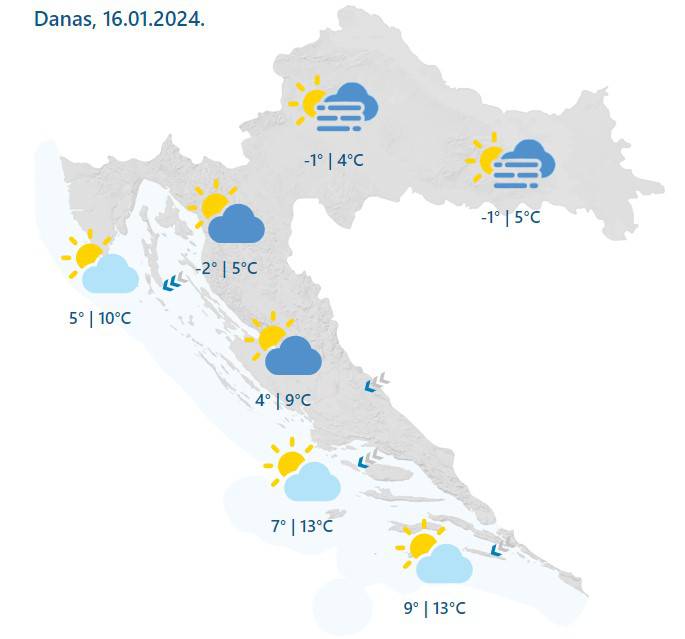 Stiže nagla promjena vremena: Olujno jugo i temperatura i do 16°C pa snijeg i debeli minusi!