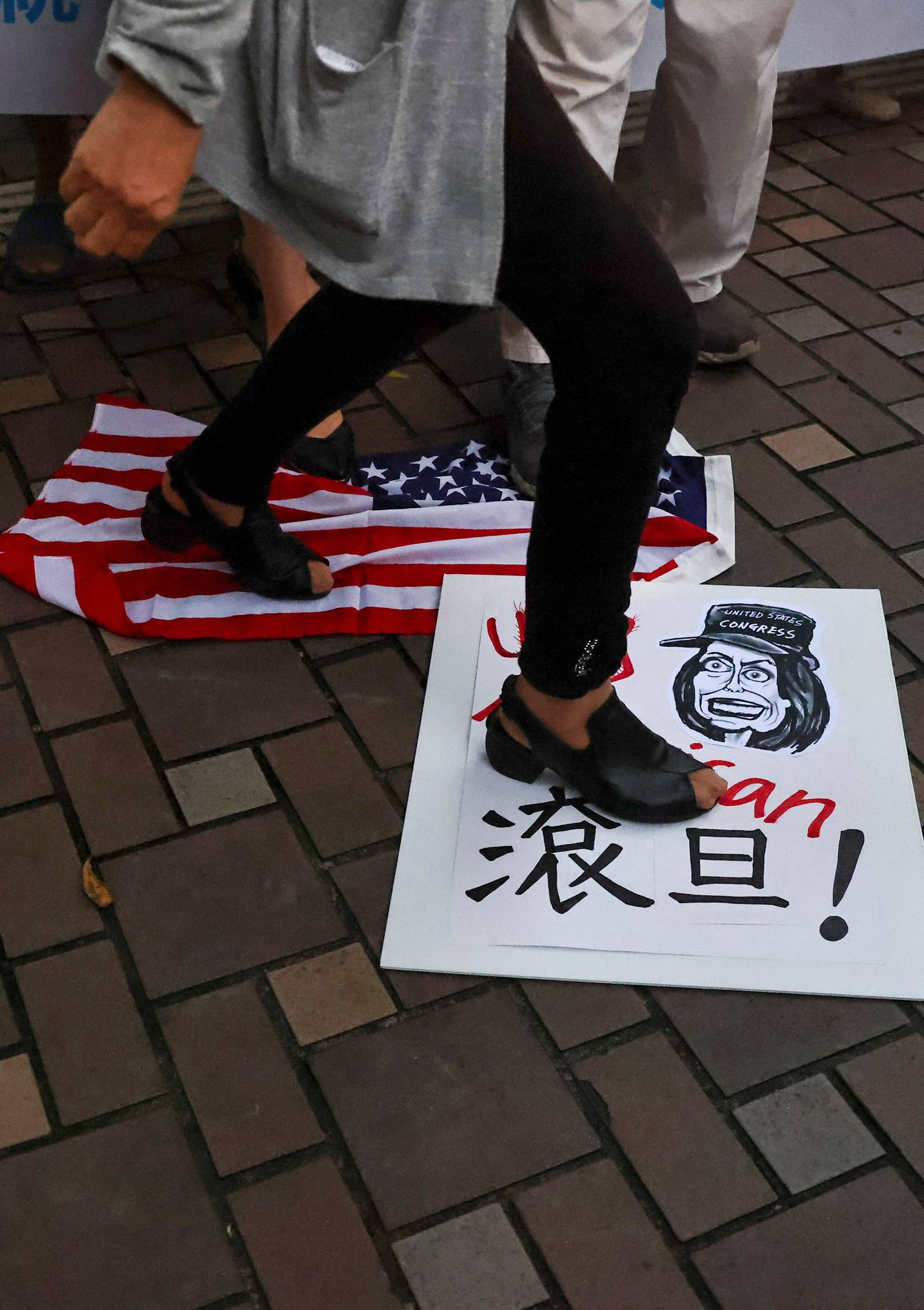 Protest against U.S. House of Representatives Speaker Nancy Pelosi's visit, in Taipei