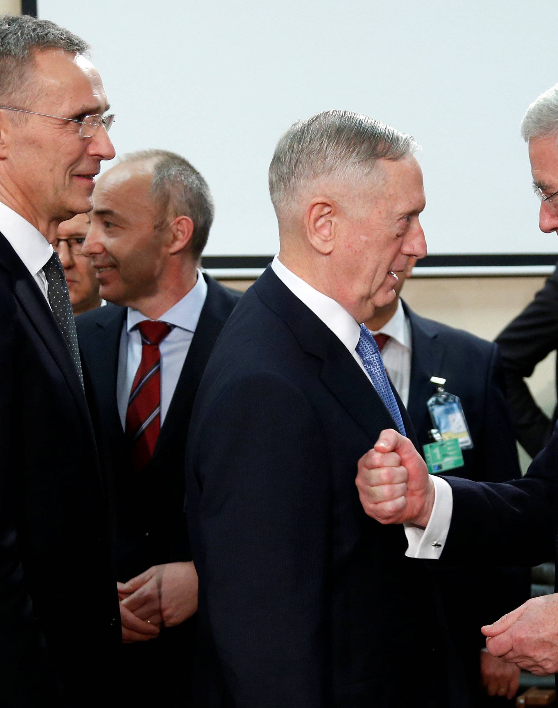 NATO Secretary-General Stoltenberg, U.S. Defense Secretary Mattis and British Defence Secretary Fallon attend a NATO defence ministers meeting in Brussels