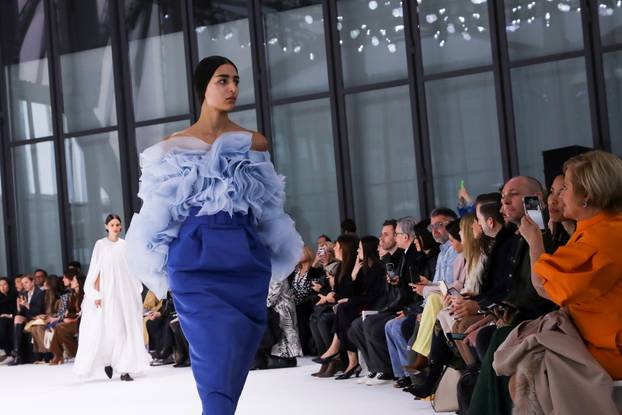 Models present creations from the Carolina Herrera Fall 2020 collection during New York Fashion Week