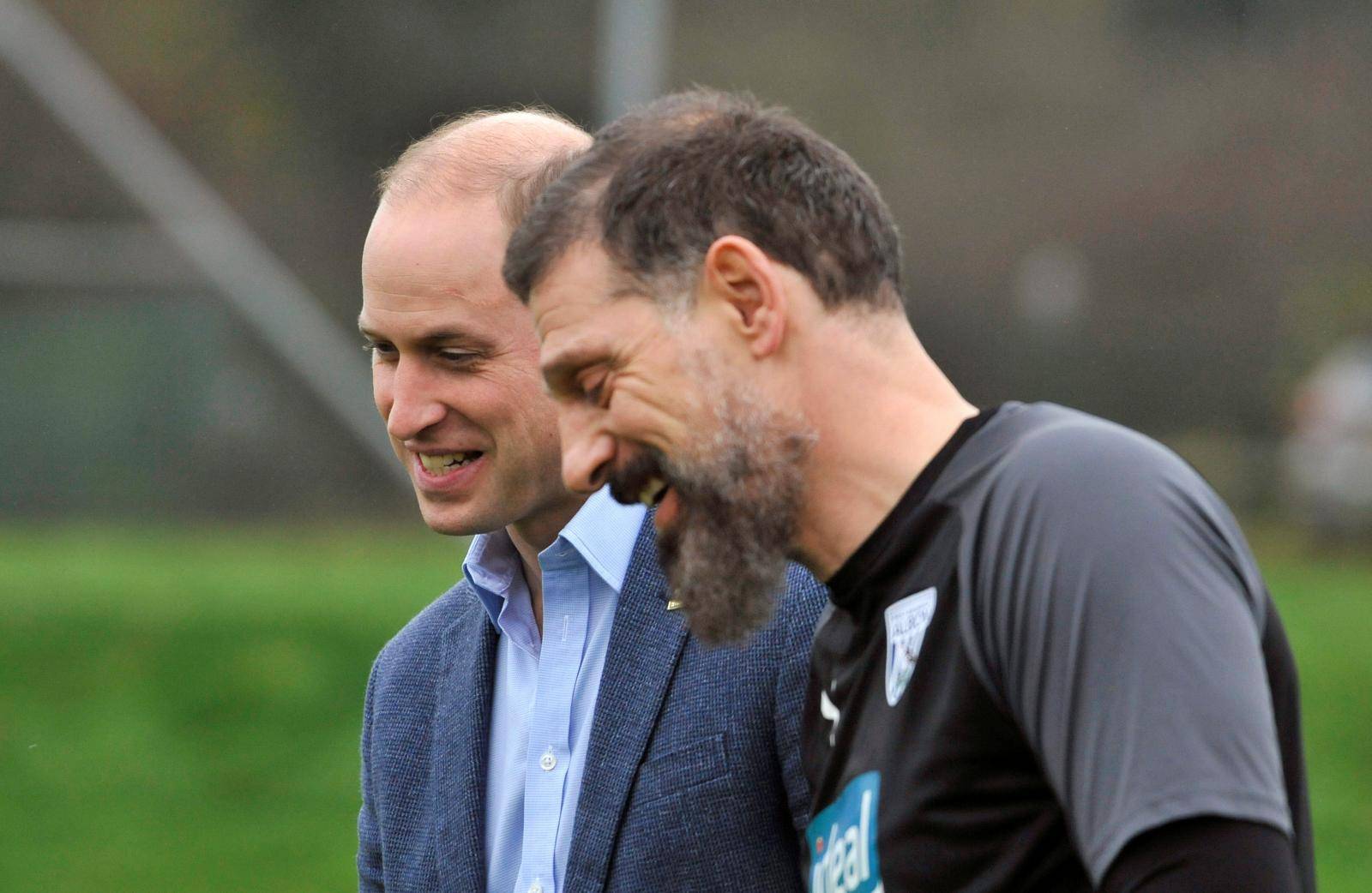 Britain's Prince William meets soccer players in Walsall