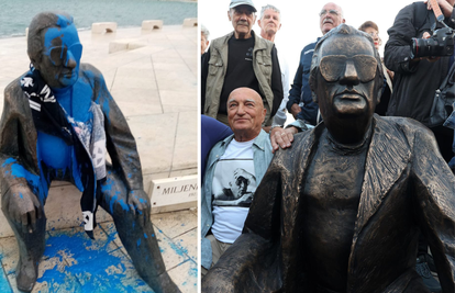 FOTO Vandali u Splitu bojom zalili spomenik Miljenka Smoje: Ostavili su i Partizanov ručnik