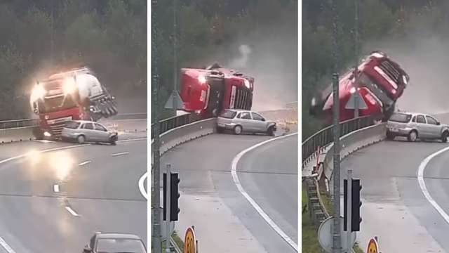 Jeziva snimka: Kamion pao s nadvožnjaka, vozač je poginuo