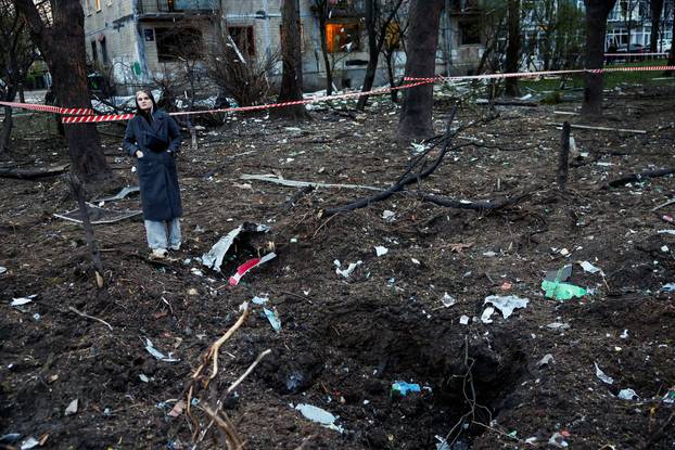 Site of a Russian missile strike, amid Russia's attack on Ukraine, in Kyiv
