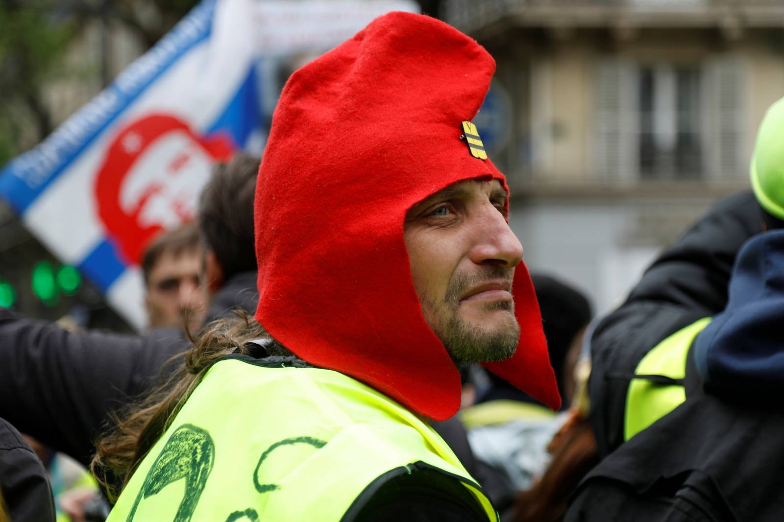 Protesters wearing yellow vests attend a demonstration in Paris