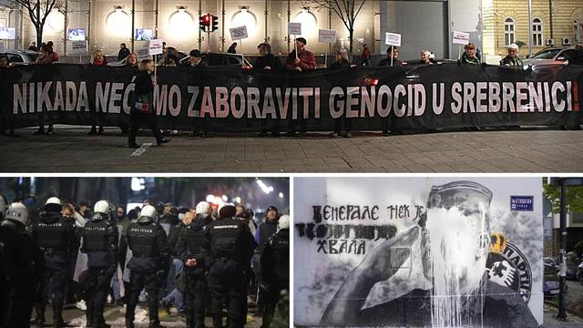 Stigli su s porukama 'Nećemo zaboraviti genocid', na njih krenuli navijači Partizana