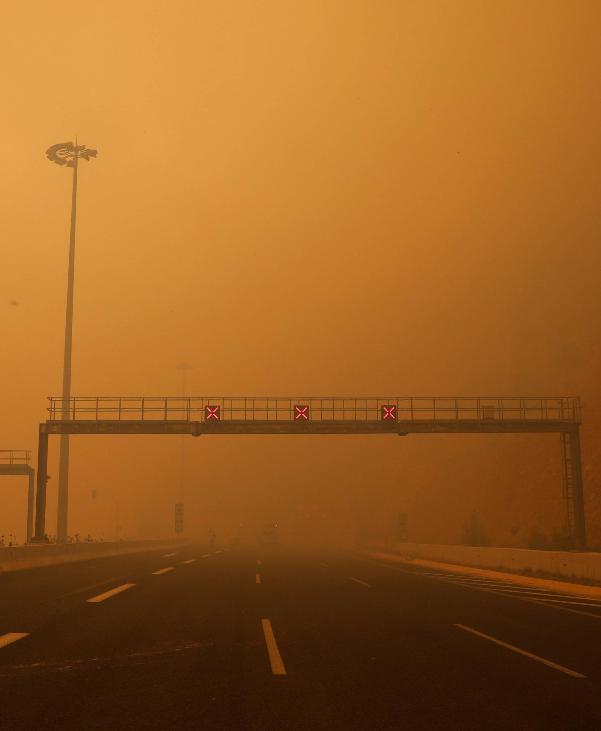 Wildfire burns in Kineta, near Athens