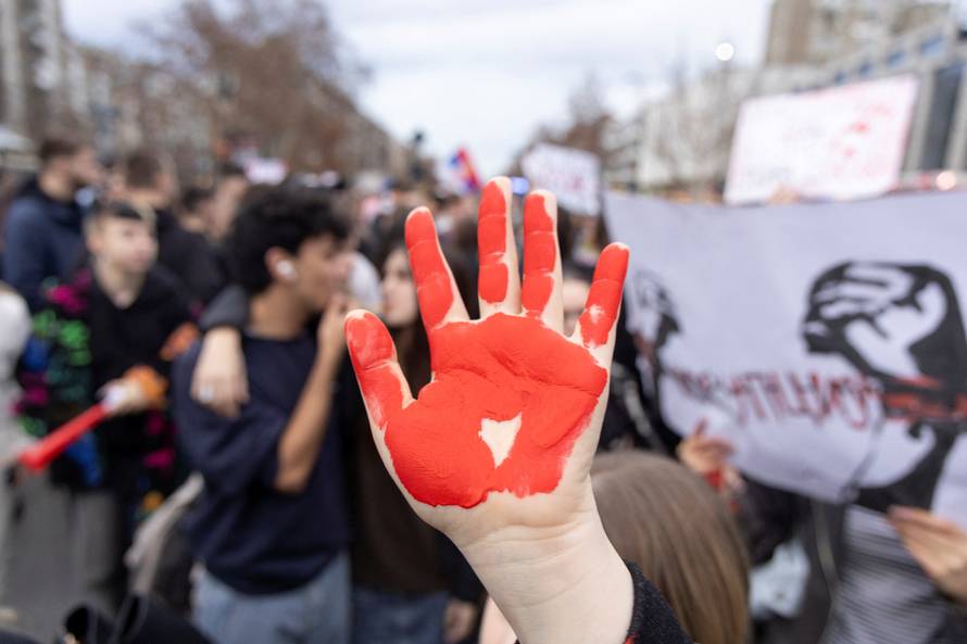 Serbian students protest against beating of their colleagues in Novi Sad