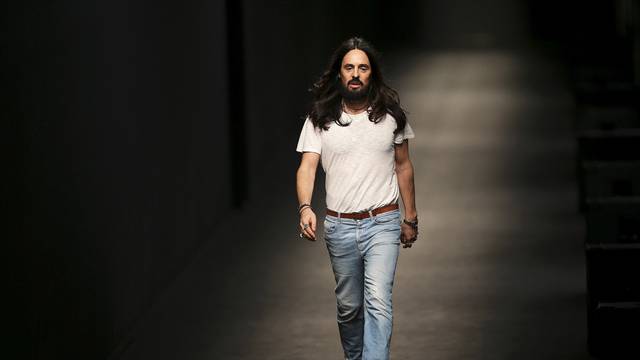 FILE PHOTO: Italian designer Alessandro Michele appears at the end of the Gucci Autumn/Winter 2016 woman collection during Milan Fashion Week