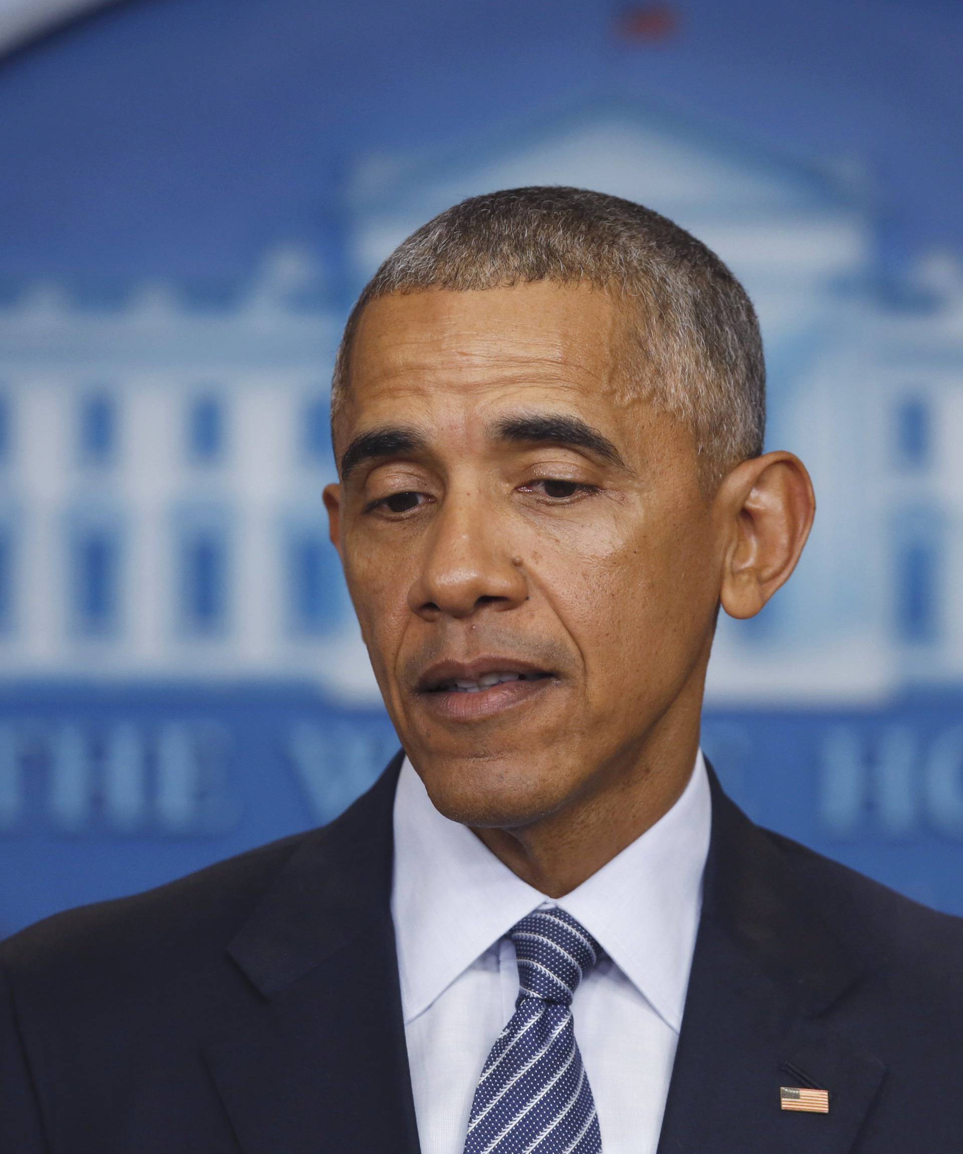 U.S.  President Obama pauses during news conference at the White House in Washington