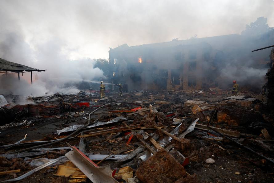 Aftermath of a Russian missile and drone attack in Kyiv