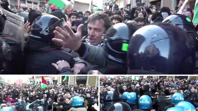 VIDEO Propalestinski protest u Milanu: Prosvjednici se sukobili s policijom, radile su palice....