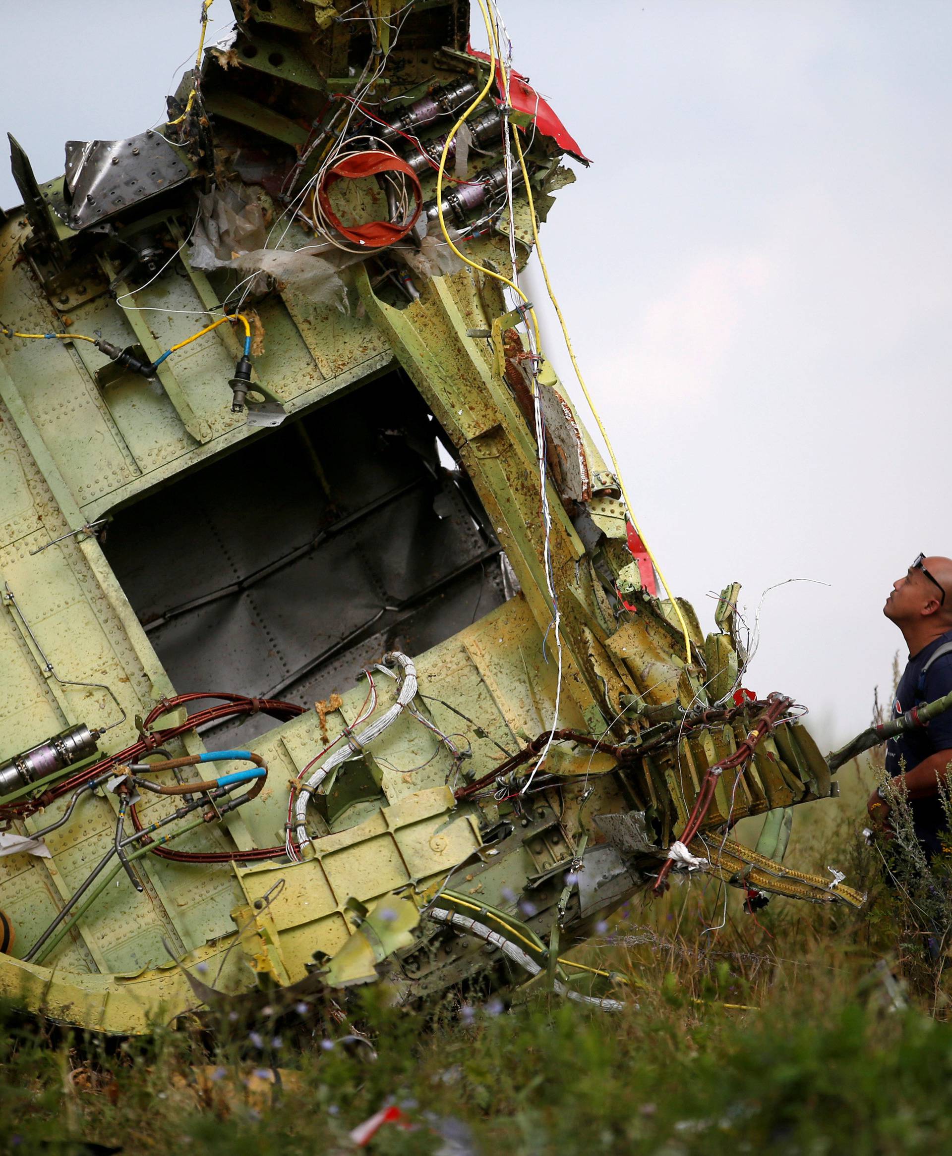 FILE PHOTO: A Malaysian air crash investigator inspects the crash site of Malaysia Airlines Flight MH17, near the village of Hrabove (Grabovo) in Donetsk region