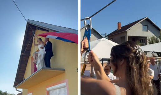 VIDEO Ovo još niste vidjeli! Mlada na zip lineu stigla do svatova: 'Bravo, mladenka!'