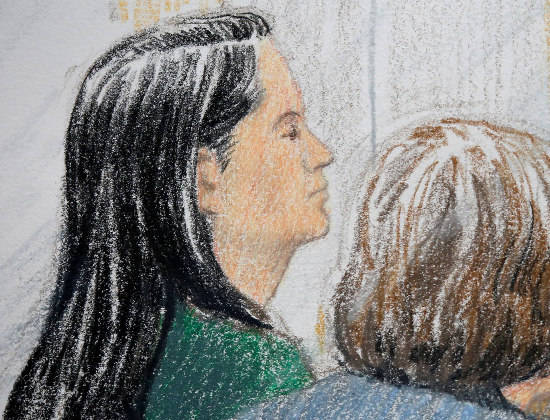 Huawei CFO Meng Wanzhou (L), who was arrested on an extradition warrant, appears at her bail hearing in B.C. Supreme Court