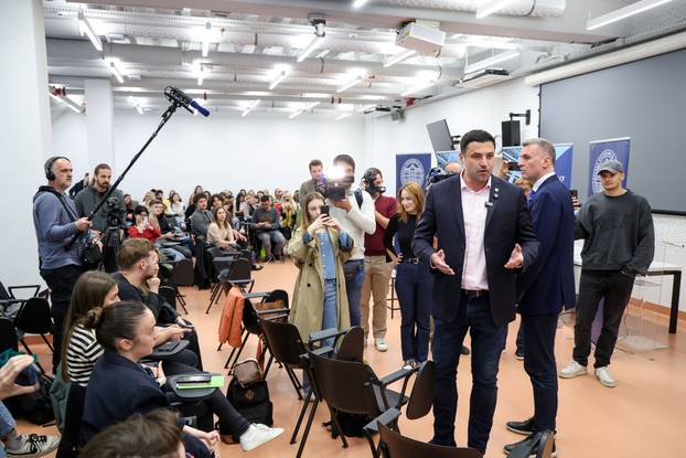 VIDEO Kaos na zagrebačkom fakultetu: Bernardić se svađao s organizatorima debate, Tomašević pobjegao