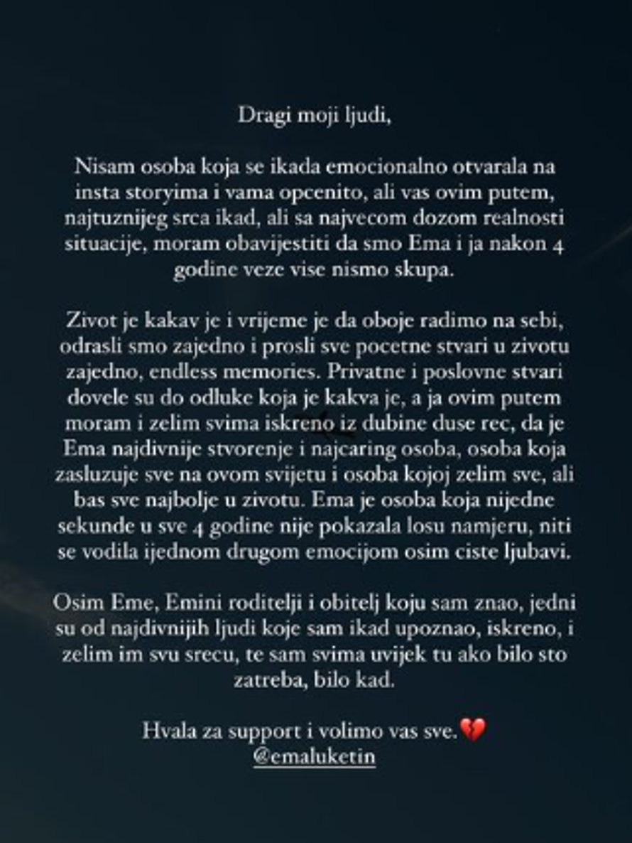 Prekinuli su popularni hrvatski influenseri Ema i Janko: 'Ovo vam javljamo najtužnijeg srca'