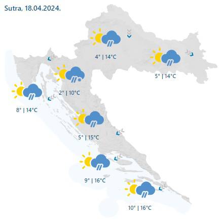 Danas i dalje hladno, pljuskovi, grmljavina i snijeg, Velebitski kanal zbog bure u 'crvenom'