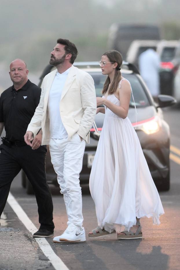Ben Affleck And Daughter Violet Affleck Are Seen Arriving At Michael Rubin 4th Of July Party In The Hamptons New York This Evening