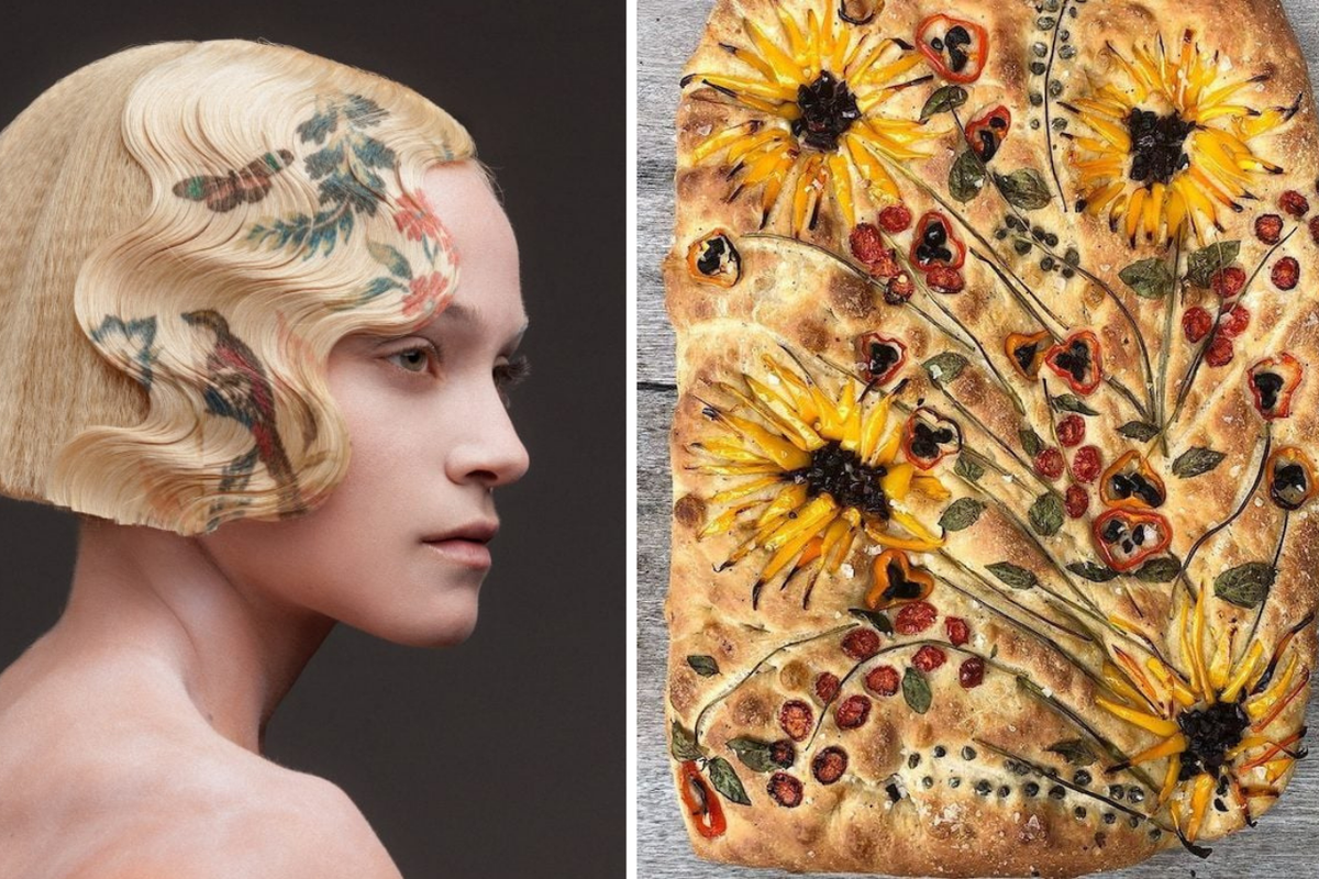 Umjetnost u oku promatrača:  Prelijepo cvijeće u kosi i kao 'instalacija' na pogačama