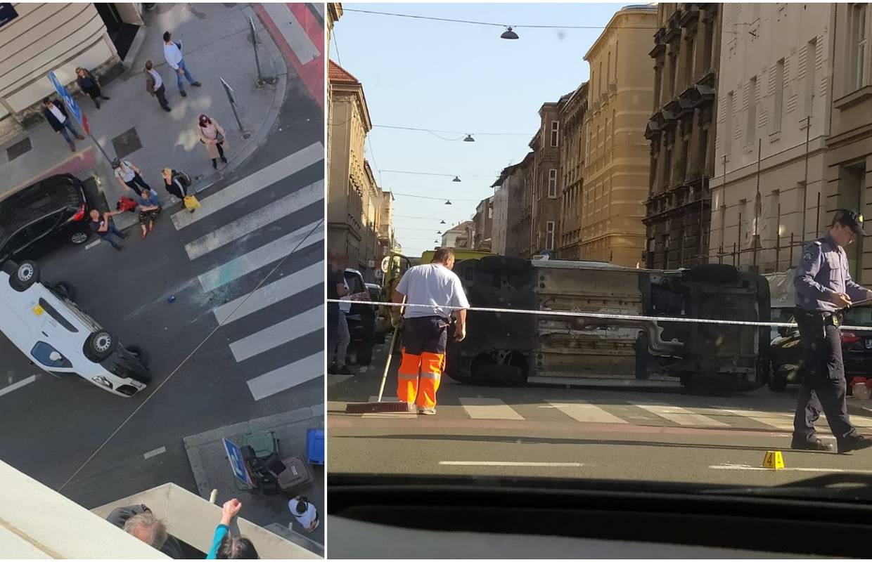 Sudar usred špice: Auto završio na boku u centru Zagreba, u bolnicu prevezli ozlijeđenu ženu