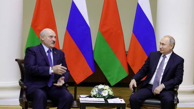 Russia's President Putin meets his Belarusian counterpart Lukashenko in Saint Petersburg