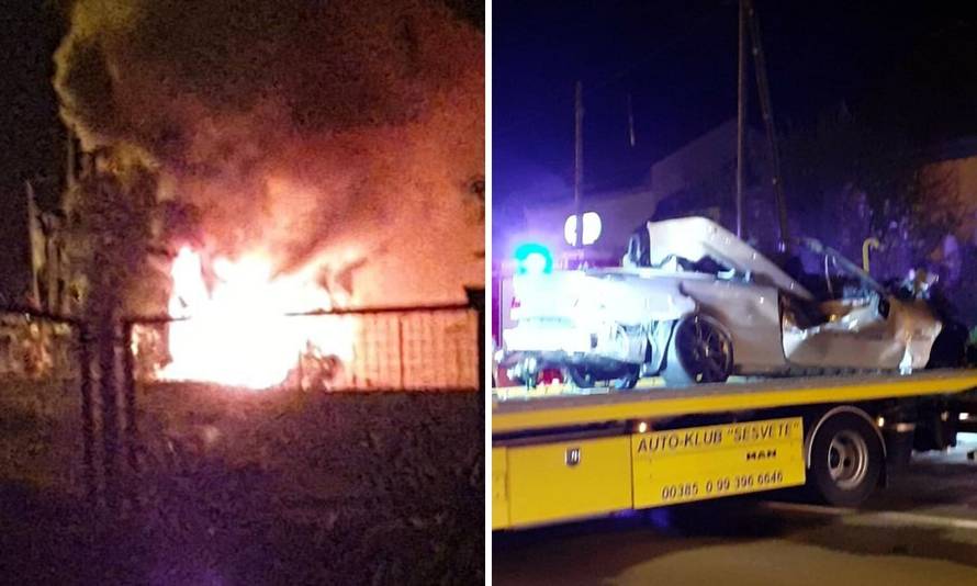 Nova snimka: Divljao BMW-om, udario u kuću, auto mu izgorio