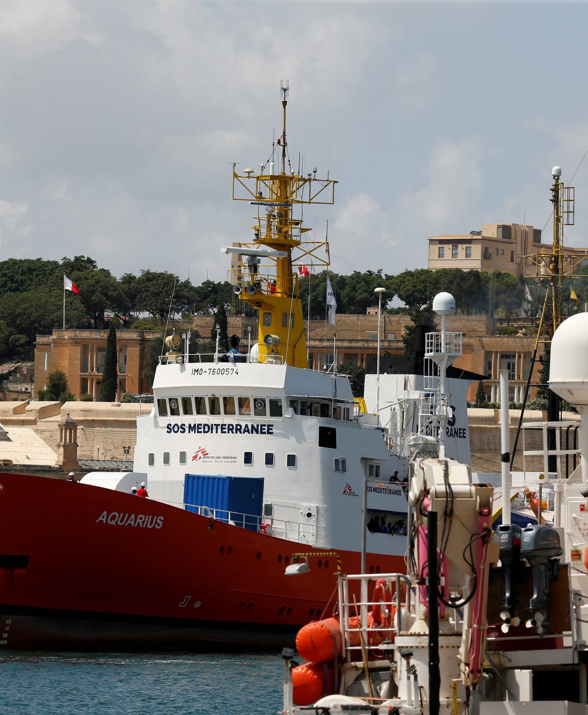 FILE PHOTO: The humanitarian ship Aquarius is seen at Boiler Wharf in Senglea