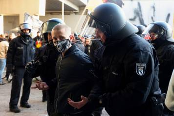 Right-wing protest in Friedrichshain district in Berlin