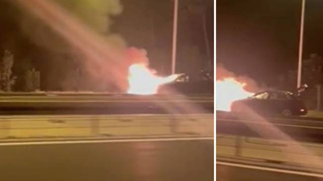 VIDEO Izgorio auto na A1 kod Otočca, nitko nije ozlijeđen