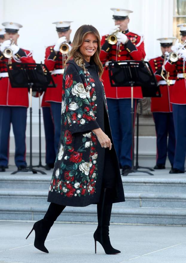 U.S. first lady Melania Trump receives 2019 White House Christmas Tree in Washington