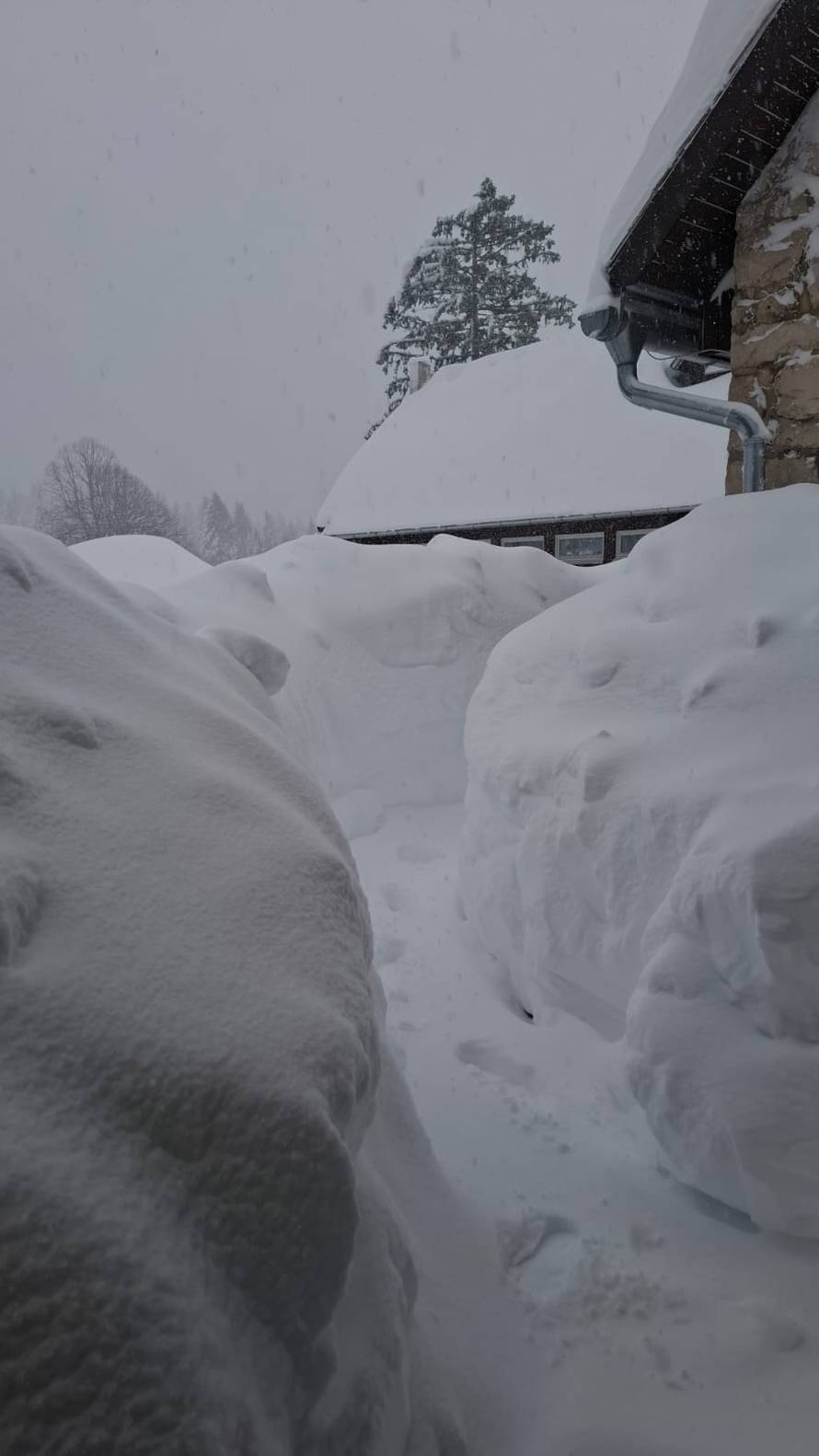 VIDEO Snijeg zatrpao lugarnicu u Čorkovoj uvali: 'Tu sam već dva dana, potpuno odsječen'