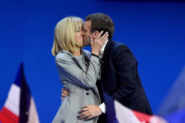 PARIS: Emmanuel Macron and Brigitte Macron Kiss.