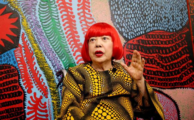 FILE PHOTO: Japanese avant-garde artist Kusama speaks to journalists in Tokyo