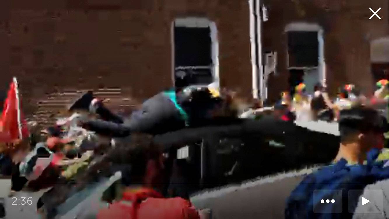Vehicle is seen plowing into the crowd gathered on a street in Charlottesville