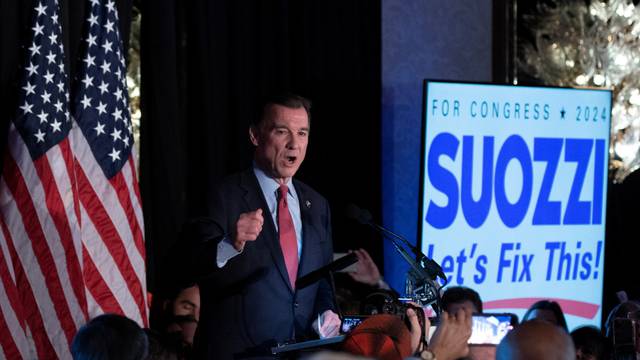 Democratic congressional candidate for New York's 3rd district, Tom Suozzi election night party in Woodbury, New York