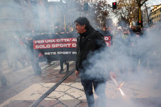 Demonstrators protest the 2026 Winter Olympics in Milan