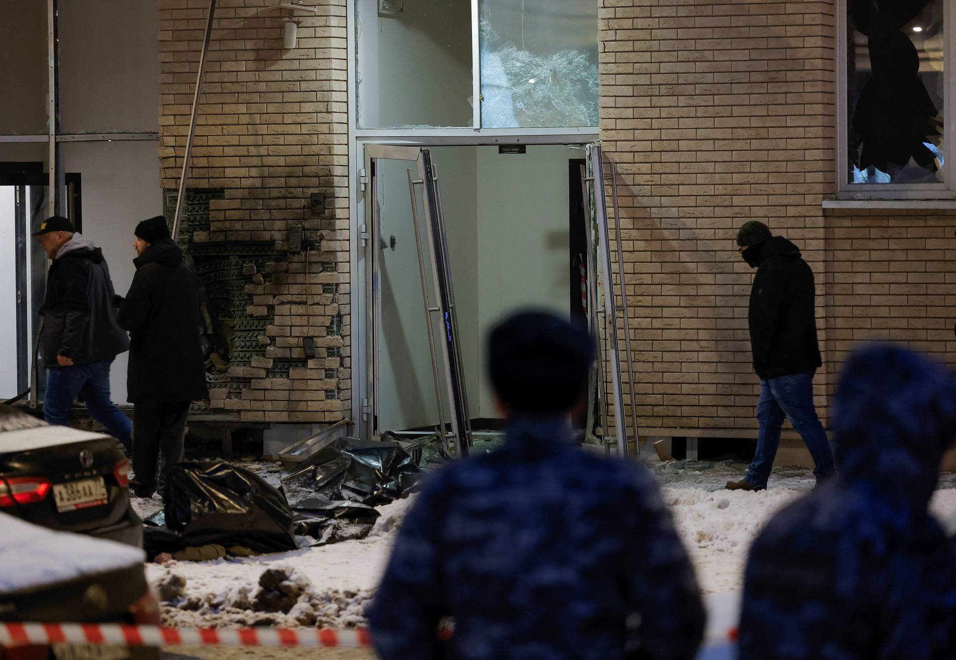 A view shows a scene of an explosion, which reportedly killed two army officers, in Moscow