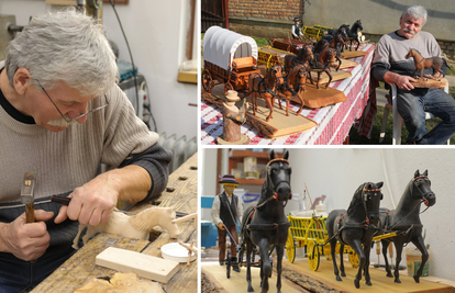 Miroslav radi divne skulpture slavonskih motiva: 'Uživam u stvaranju drvenih minijatura'