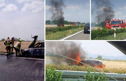 Nesreća kod Jastrebarskog: Izgorio auto, nema ozlijeđenih