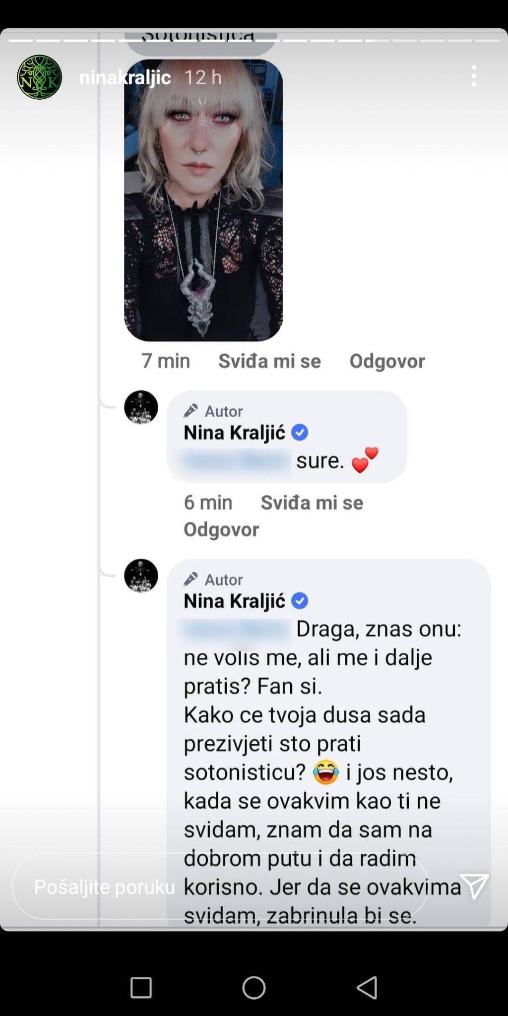 Nina Kraljić o prozivkama da je sotonistica: 'Ako vam se ne sviđam, na dobrom sam putu'