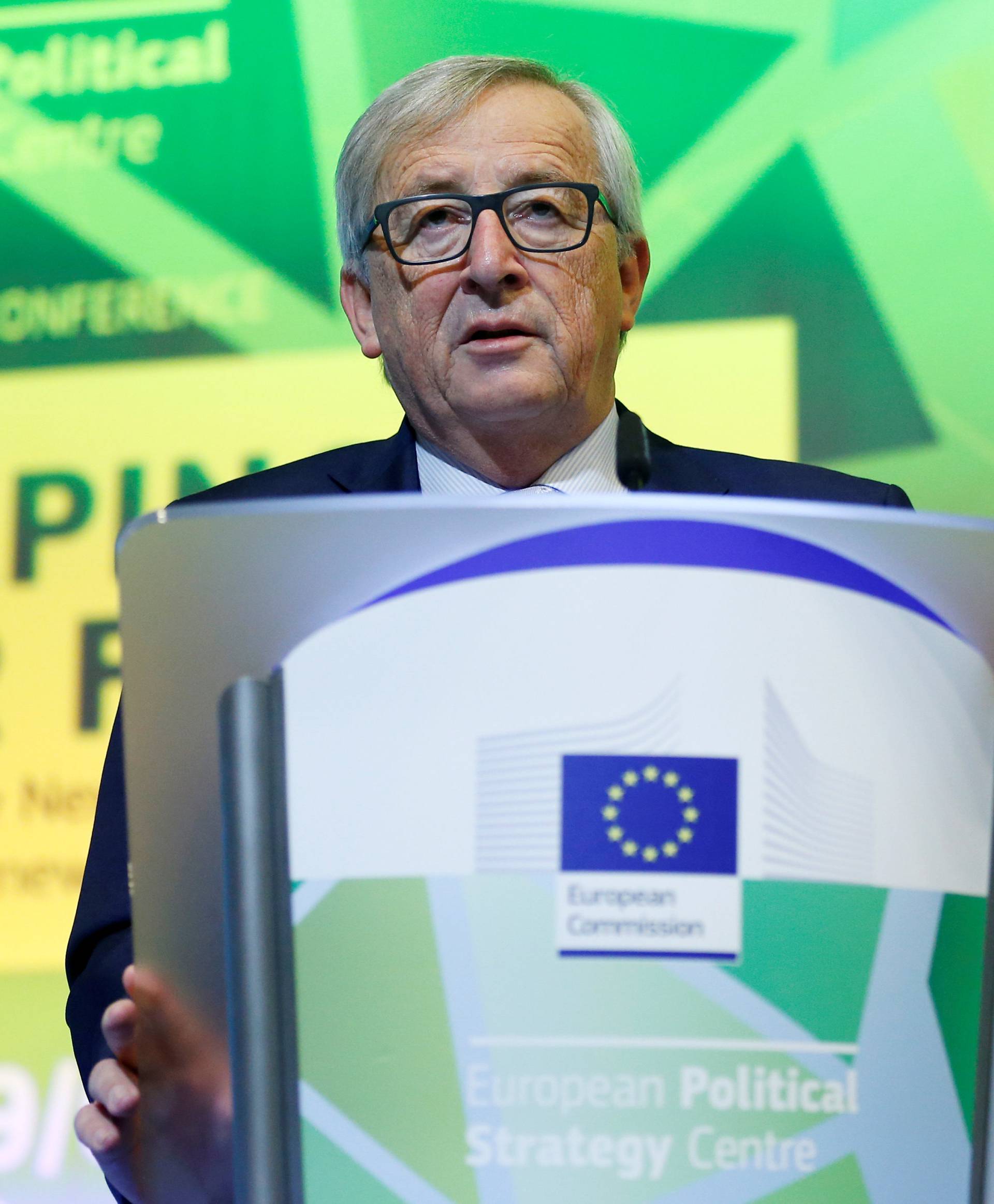 EU Commission President Juncker delivers a speech at a conference on the EU's next long-term budget after Brexit in Brussels
