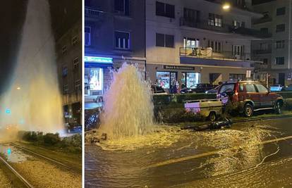 Uživo iz Zvonimirove: Vodoskok u centru Zagreba, autom naletio na hidrant. Nije bilo ozlijeđenih