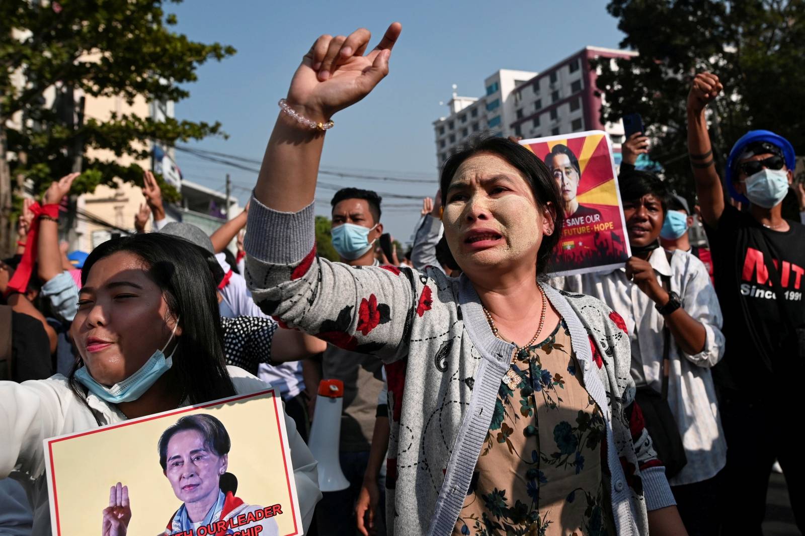 Protest against the military coup, in Yangon