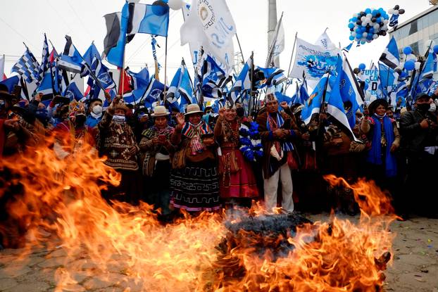 FILE PHOTO: Supporters of the MAS party attend a closing campaign rally in El Alto